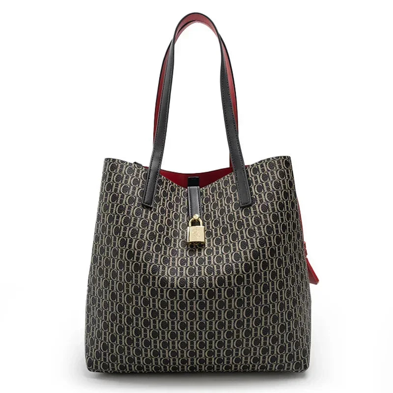 Exquisite Letter Pattern Design Large Capacity Simple Style Women's Handbag Portable Multifunctional Fashionable Crossbody Bag