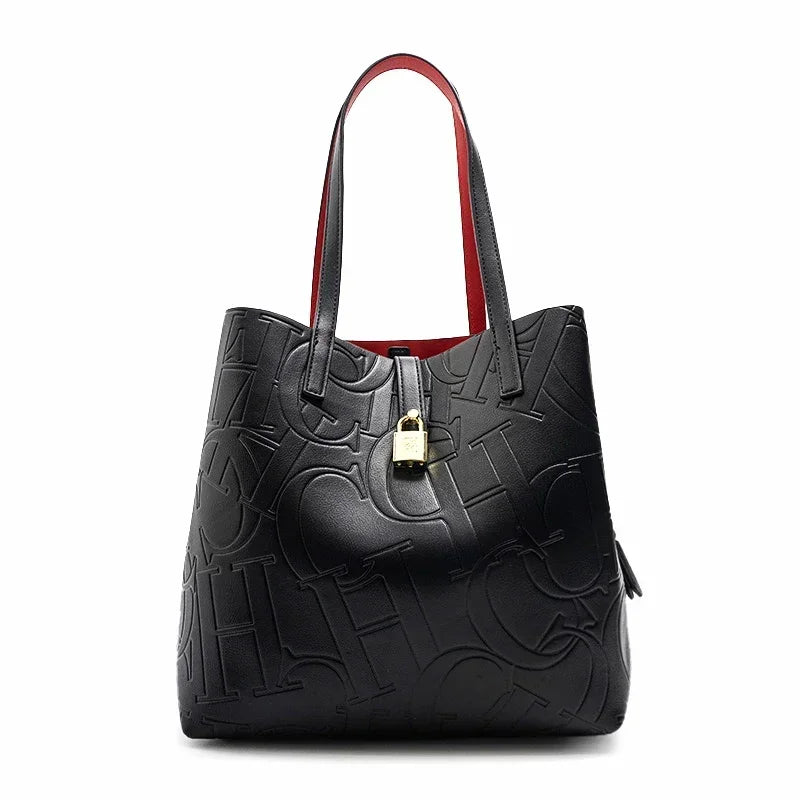 Exquisite Letter Pattern Design Large Capacity Simple Style Women's Handbag Portable Multifunctional Fashionable Crossbody Bag