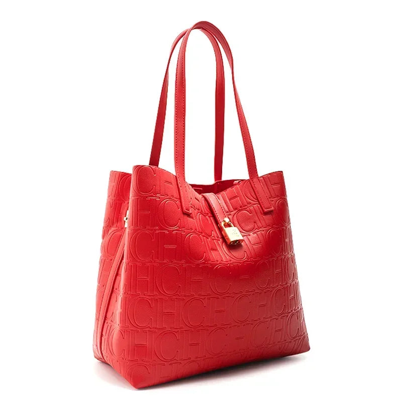 Exquisite Letter Pattern Design Large Capacity Simple Style Women's Handbag Portable Multifunctional Fashionable Crossbody Bag