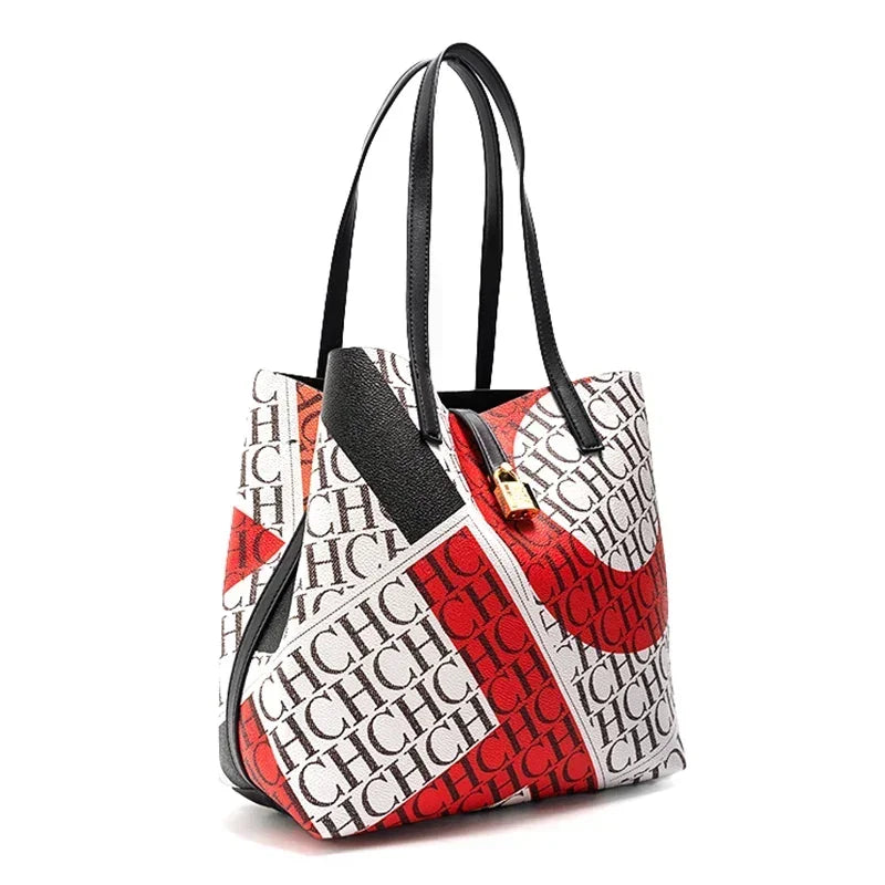 Exquisite Letter Pattern Design Large Capacity Simple Style Women's Handbag Portable Multifunctional Fashionable Crossbody Bag