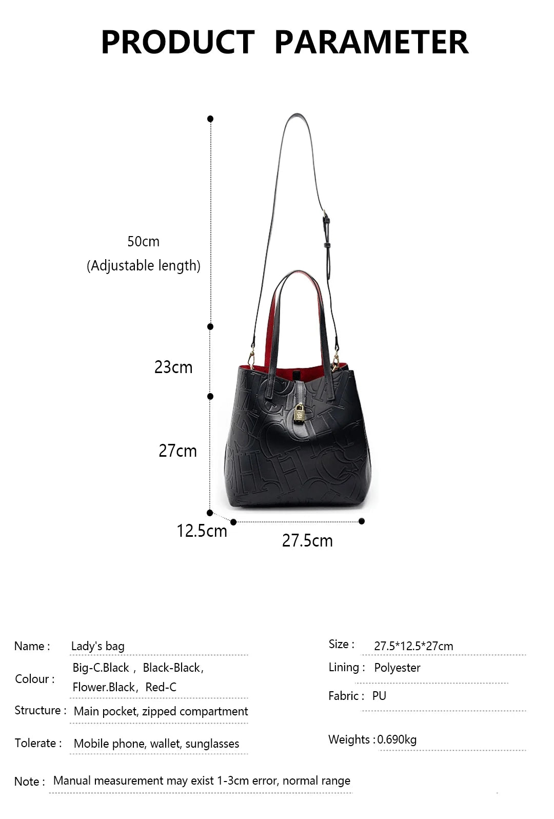 Exquisite Letter Pattern Design Large Capacity Simple Style Women's Handbag Portable Multifunctional Fashionable Crossbody Bag