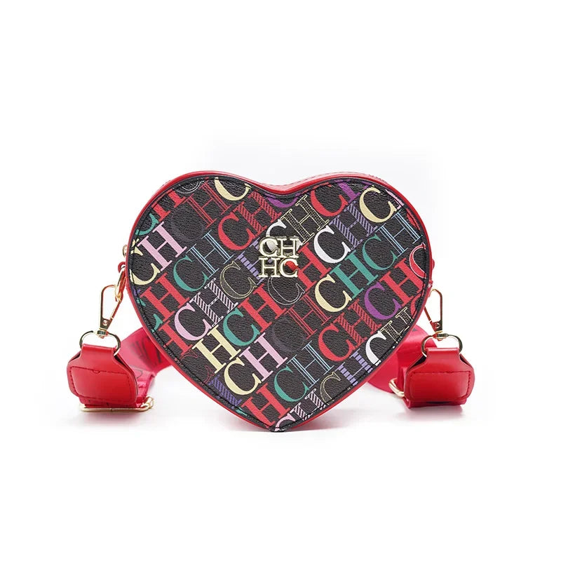 Ladies' Casual Exquisite Cute Style Shoulder Bag High-quality Ladies' Letter Printed Crossbody Bag Fashionable Heart-shaped Design