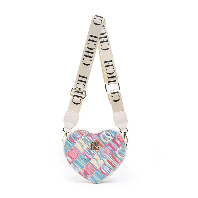 Ladies' Casual Exquisite Cute Style Shoulder Bag High-quality Ladies' Letter Printed Crossbody Bag Fashionable Heart-shaped Design