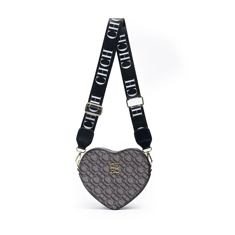 Ladies' Casual Exquisite Cute Style Shoulder Bag High-quality Ladies' Letter Printed Crossbody Bag Fashionable Heart-shaped Design