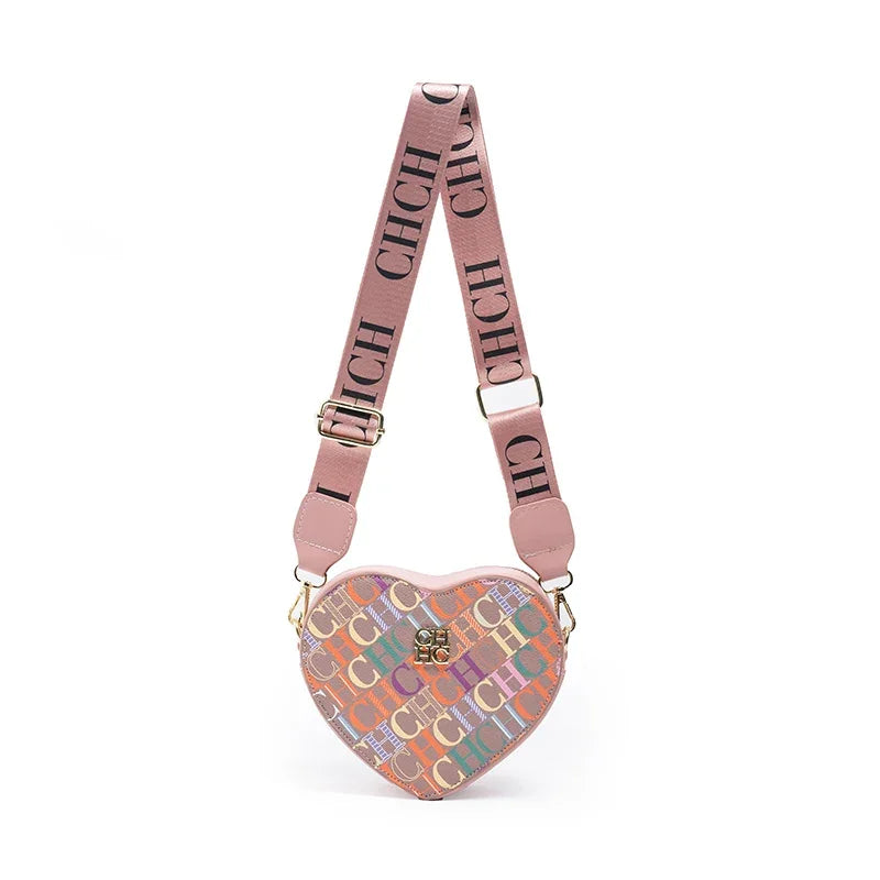 Ladies' Casual Exquisite Cute Style Shoulder Bag High-quality Ladies' Letter Printed Crossbody Bag Fashionable Heart-shaped Design