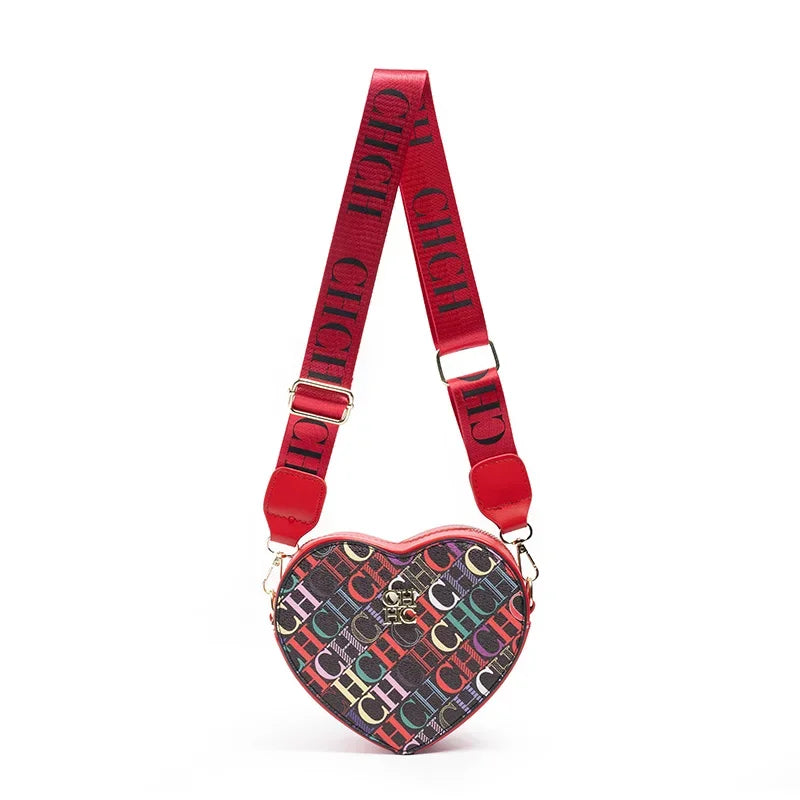 Ladies' Casual Exquisite Cute Style Shoulder Bag High-quality Ladies' Letter Printed Crossbody Bag Fashionable Heart-shaped Design