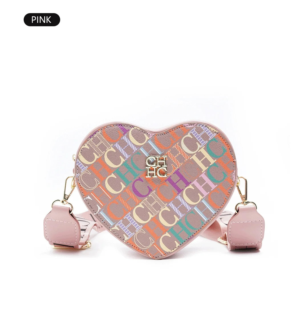Ladies' Casual Exquisite Cute Style Shoulder Bag High-quality Ladies' Letter Printed Crossbody Bag Fashionable Heart-shaped Design