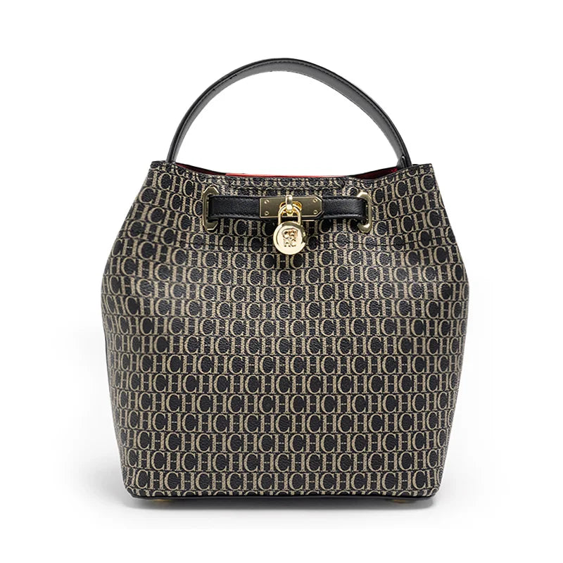 Exquisite High-quality Leather Letter Pattern Solid Color Letter Print Women's Handbag Fashionable Multifunctional Women's Handbag with Zipper Interior