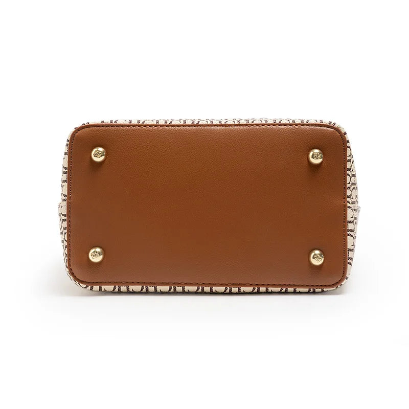 Exquisite High-quality Leather Letter Pattern Solid Color Letter Print Women's Handbag Fashionable Multifunctional Women's Handbag with Zipper Interior