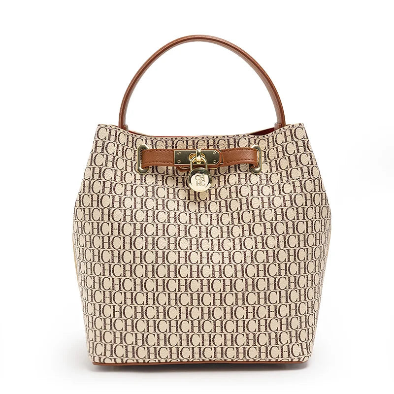Exquisite High-quality Leather Letter Pattern Solid Color Letter Print Women's Handbag Fashionable Multifunctional Women's Handbag with Zipper Interior