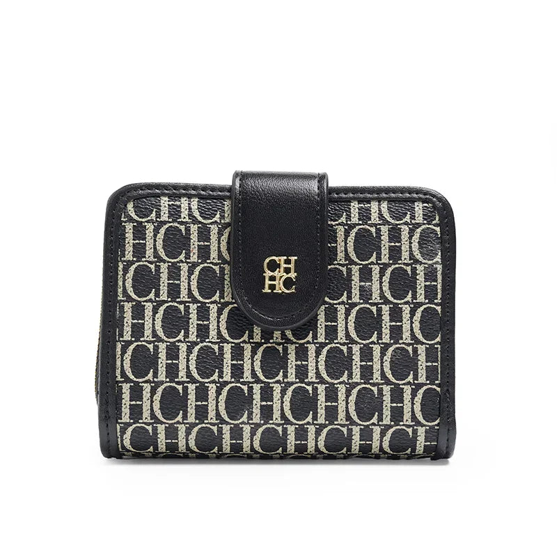 Exquisite Letterhead Printing Style Women's Card Holder High-end Simple Solid Color Designer Women's Wallet Fashionable and Elegant Short Wallet