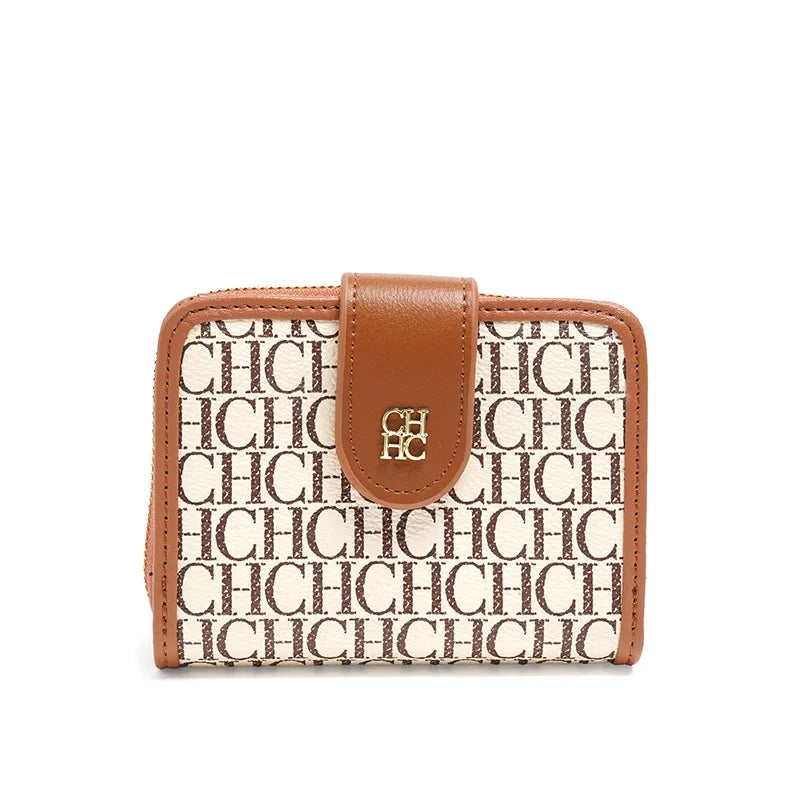 Exquisite Letterhead Printing Style Women's Card Holder High-end Simple Solid Color Designer Women's Wallet Fashionable and Elegant Short Wallet