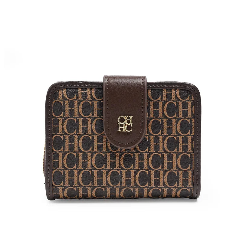 Exquisite Letterhead Printing Style Women's Card Holder High-end Simple Solid Color Designer Women's Wallet Fashionable and Elegant Short Wallet