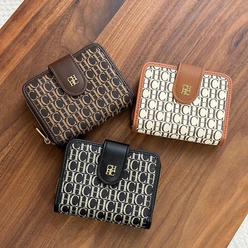 Exquisite Letterhead Printing Style Women's Card Holder High-end Simple Solid Color Designer Women's Wallet Fashionable and Elegant Short Wallet