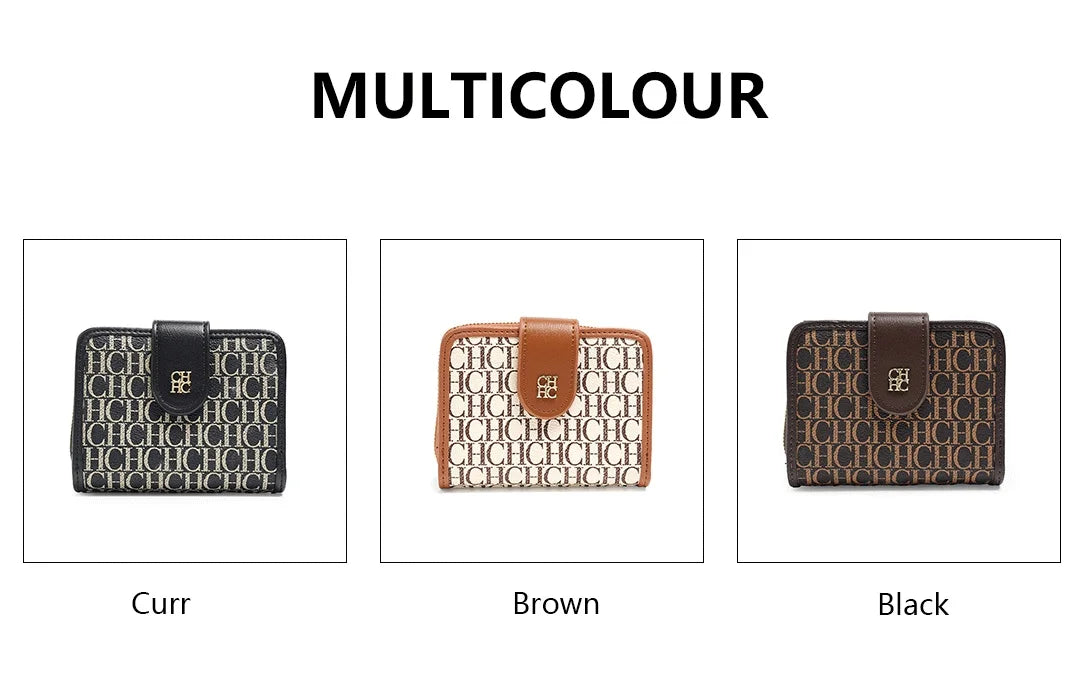 Exquisite Letterhead Printing Style Women's Card Holder High-end Simple Solid Color Designer Women's Wallet Fashionable and Elegant Short Wallet
