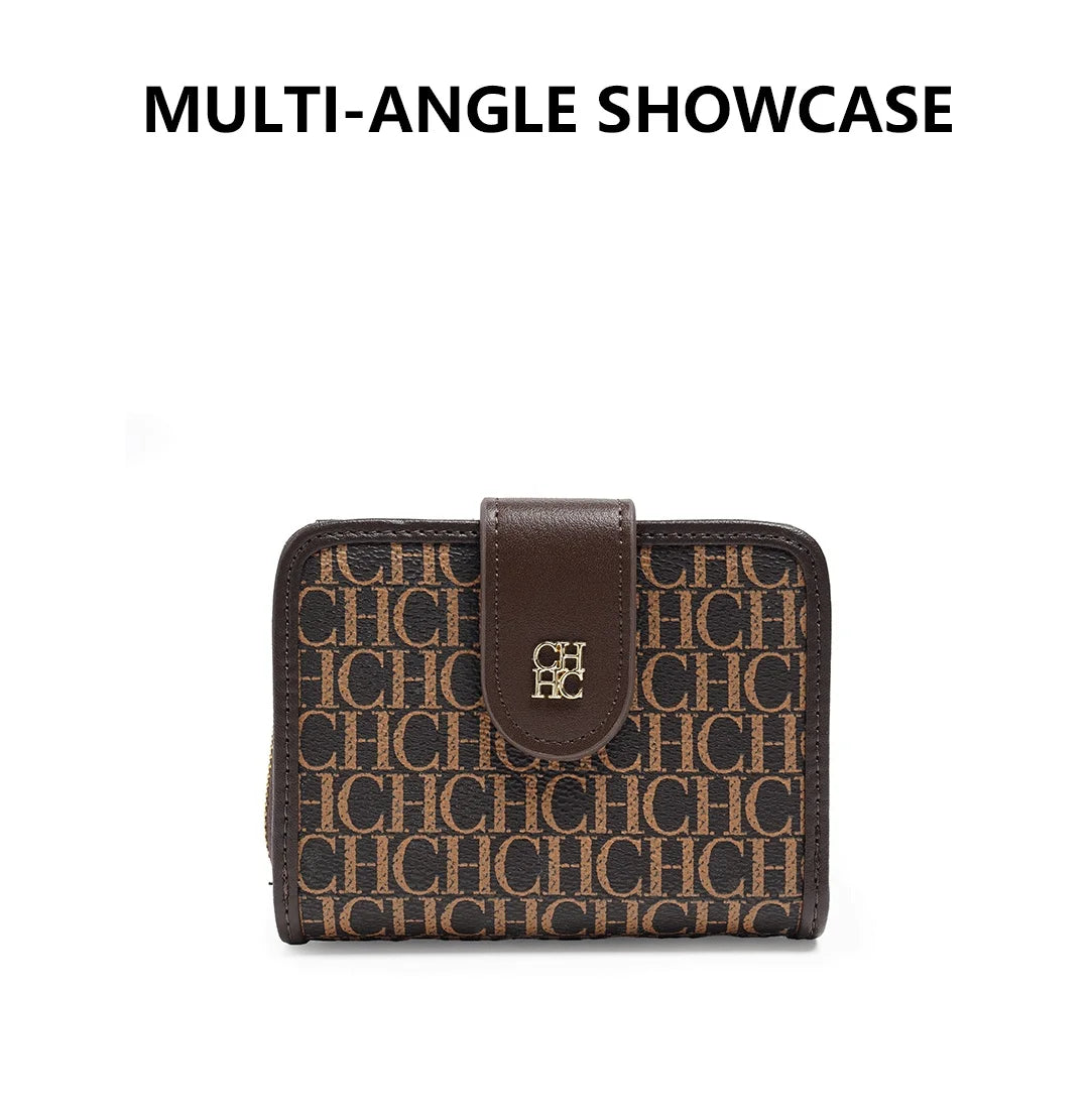 Exquisite Letterhead Printing Style Women's Card Holder High-end Simple Solid Color Designer Women's Wallet Fashionable and Elegant Short Wallet