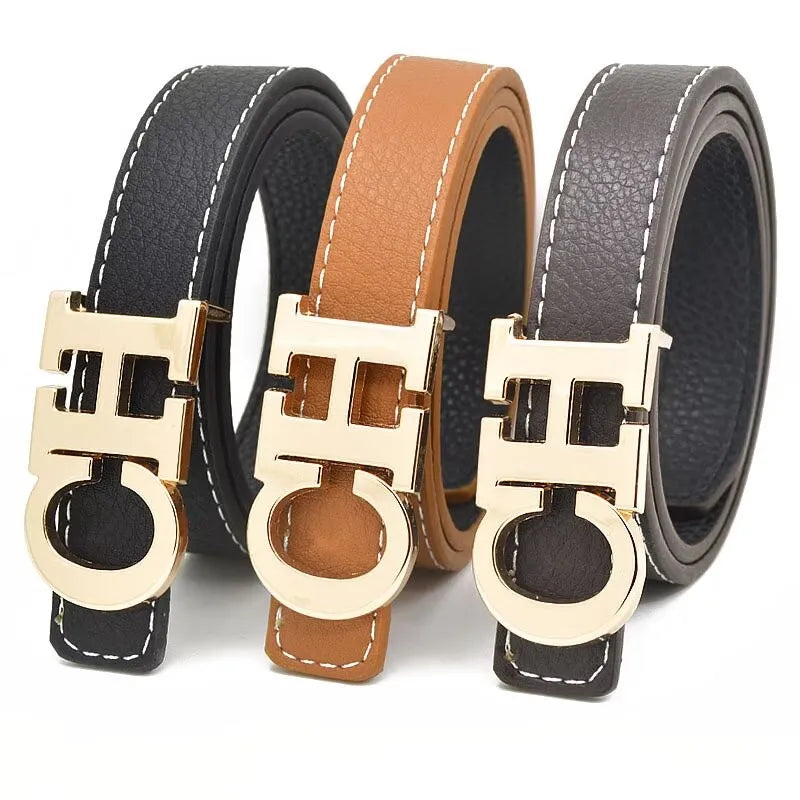 Exquisite High-quality Classic Solid Color Logo Waistband Fashionable Trendy Multifunctional Multi-purpose Elegant Leather Unisex
