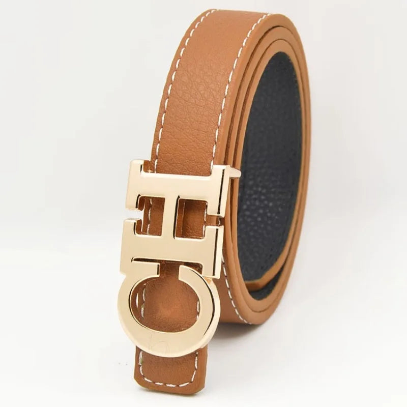 Exquisite High-quality Classic Solid Color Logo Waistband Fashionable Trendy Multifunctional Multi-purpose Elegant Leather Unisex