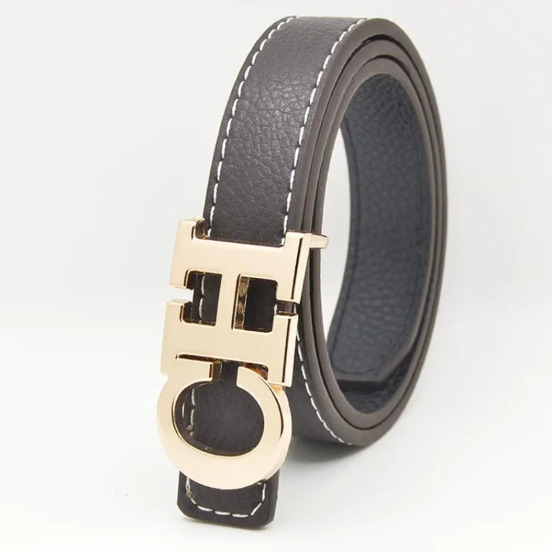 Exquisite High-quality Classic Solid Color Logo Waistband Fashionable Trendy Multifunctional Multi-purpose Elegant Leather Unisex