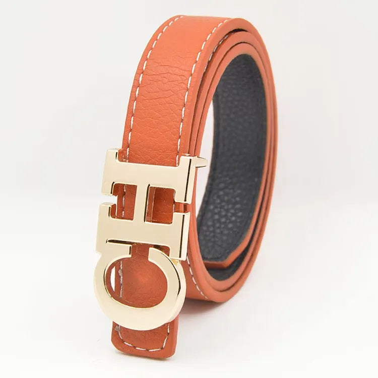 Exquisite High-quality Classic Solid Color Logo Waistband Fashionable Trendy Multifunctional Multi-purpose Elegant Leather Unisex