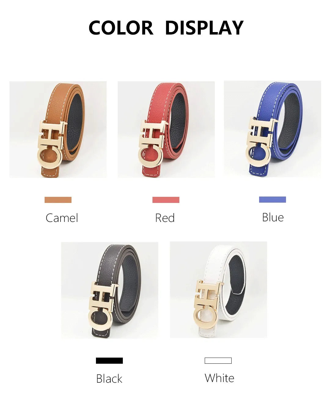 Exquisite High-quality Classic Solid Color Logo Waistband Fashionable Trendy Multifunctional Multi-purpose Elegant Leather Unisex