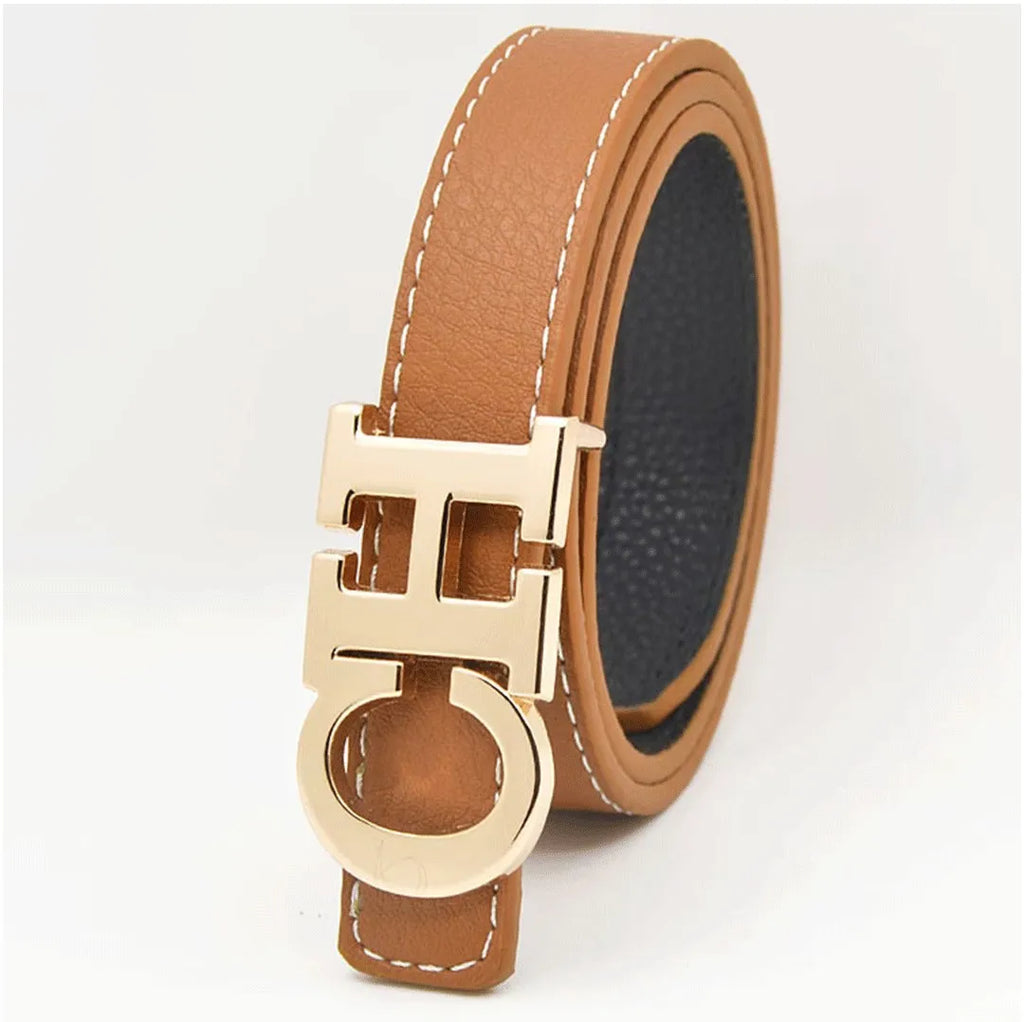 Exquisite High-quality Classic Solid Color Logo Waistband Fashionable Trendy Multifunctional Multi-purpose Elegant Leather Unisex