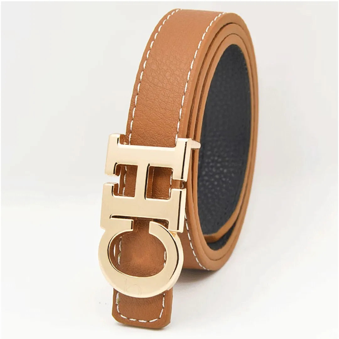 Exquisite High-quality Classic Solid Color Logo Waistband Fashionable Trendy Multifunctional Multi-purpose Elegant Leather Unisex