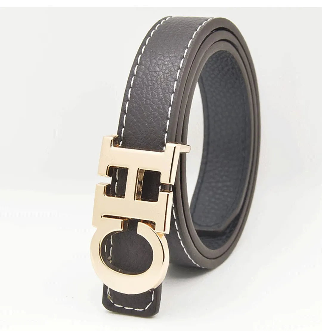 Exquisite High-quality Classic Solid Color Logo Waistband Fashionable Trendy Multifunctional Multi-purpose Elegant Leather Unisex
