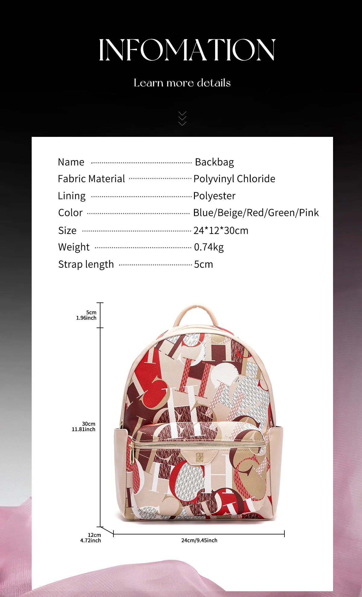 Exquisite High-quality Unique Printed Design Sturdy Durable Fashionable Women's Backpack New Luxury Large Capacity Printed Travel Bag