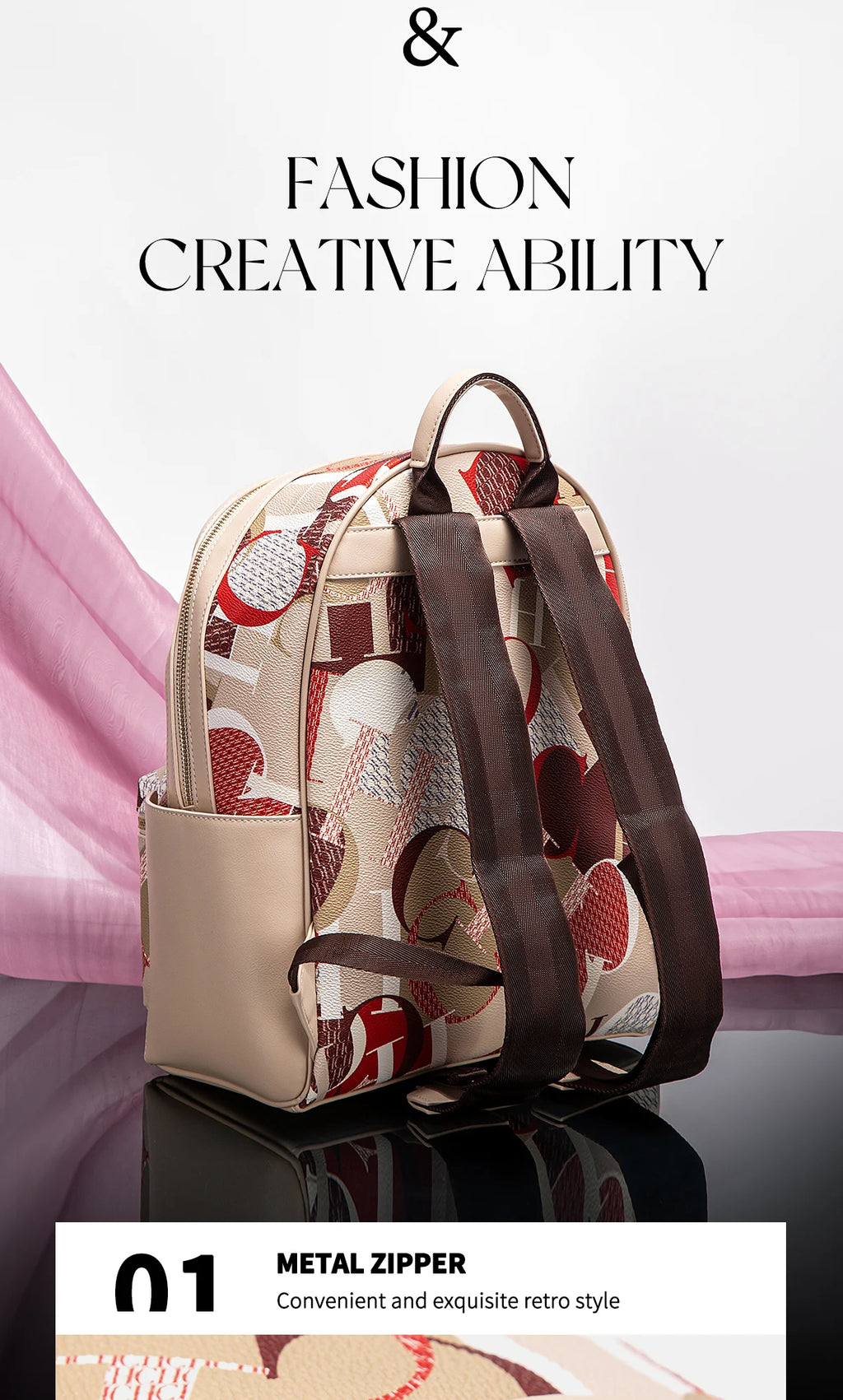 Exquisite High-quality Unique Printed Design Sturdy Durable Fashionable Women's Backpack New Luxury Large Capacity Printed Travel Bag