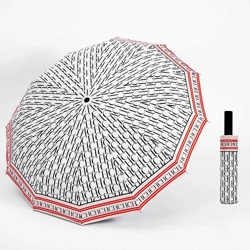 Exquisite and High-quality Semi-automatic Umbrella Letter Printing Design Simple and Fashionable Style Easy To Carry Multifunctional Umbrella