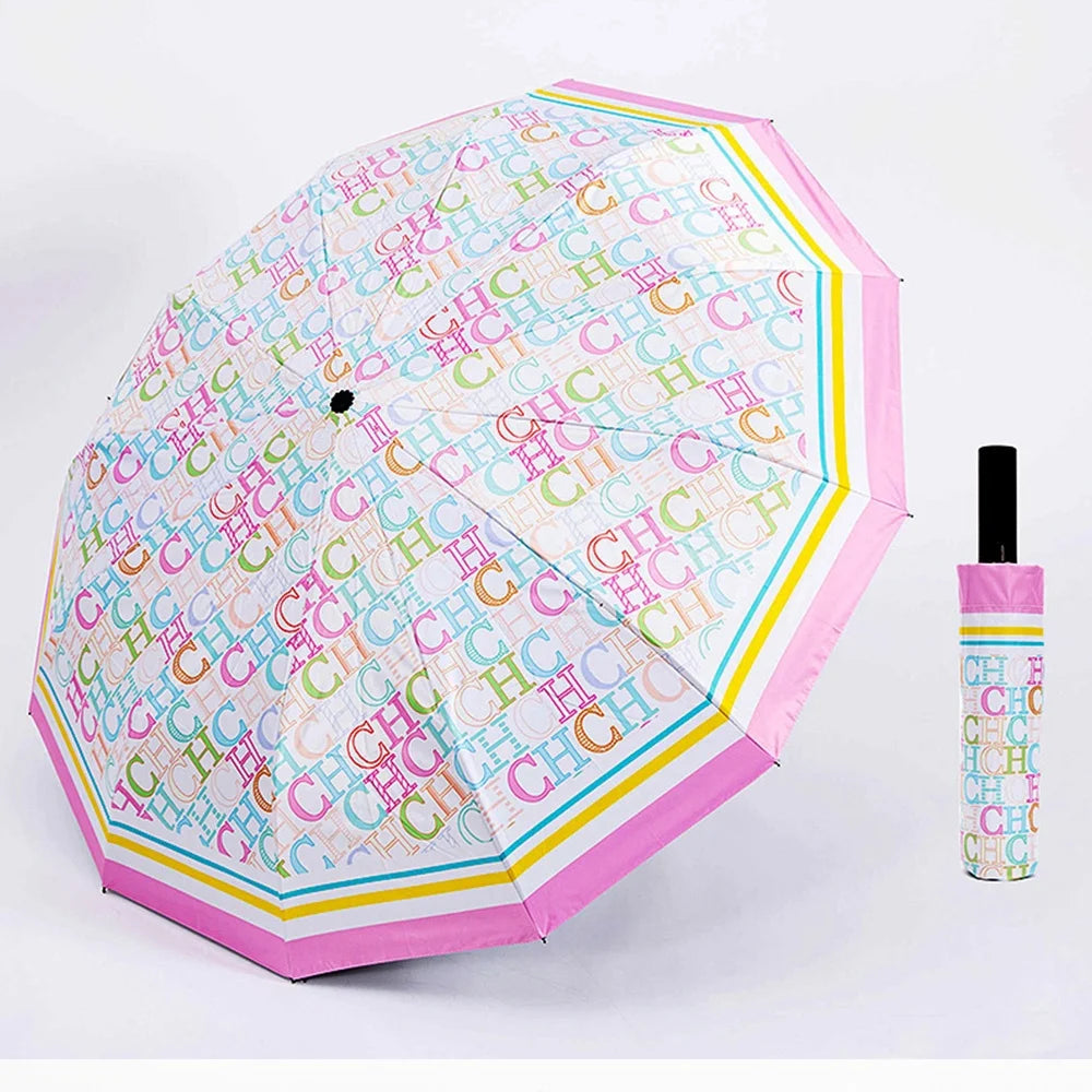 Exquisite and High-quality Semi-automatic Umbrella Letter Printing Design Simple and Fashionable Style Easy To Carry Multifunctional Umbrella