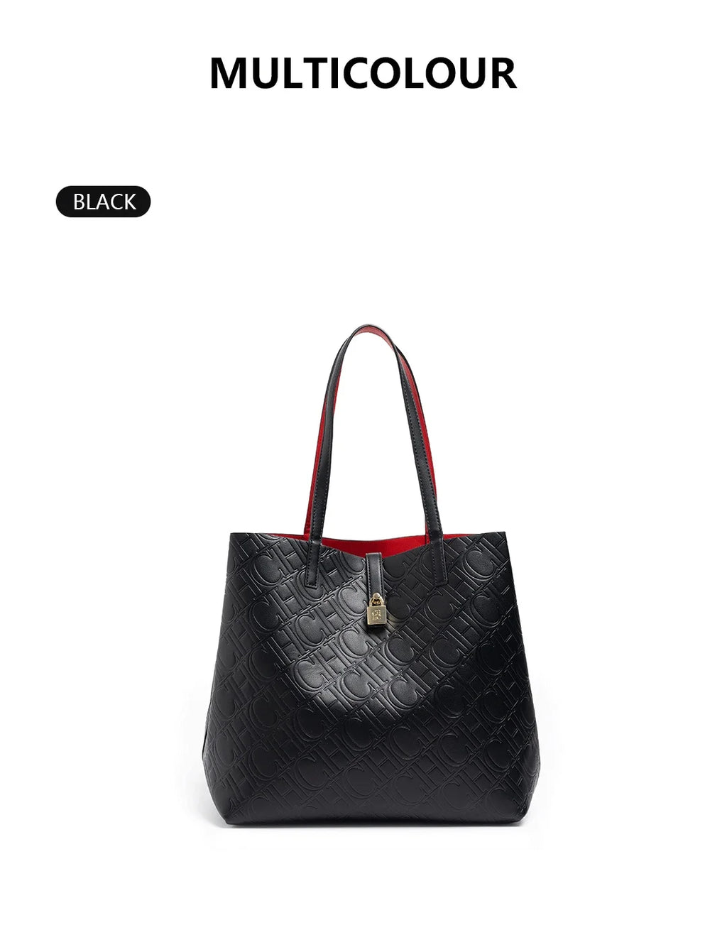 Exquisite Solid Color Letter Embossed Design Handbag Large Capacity Women's Shoulder Bag High-end Classic Fashion Women's Handbag