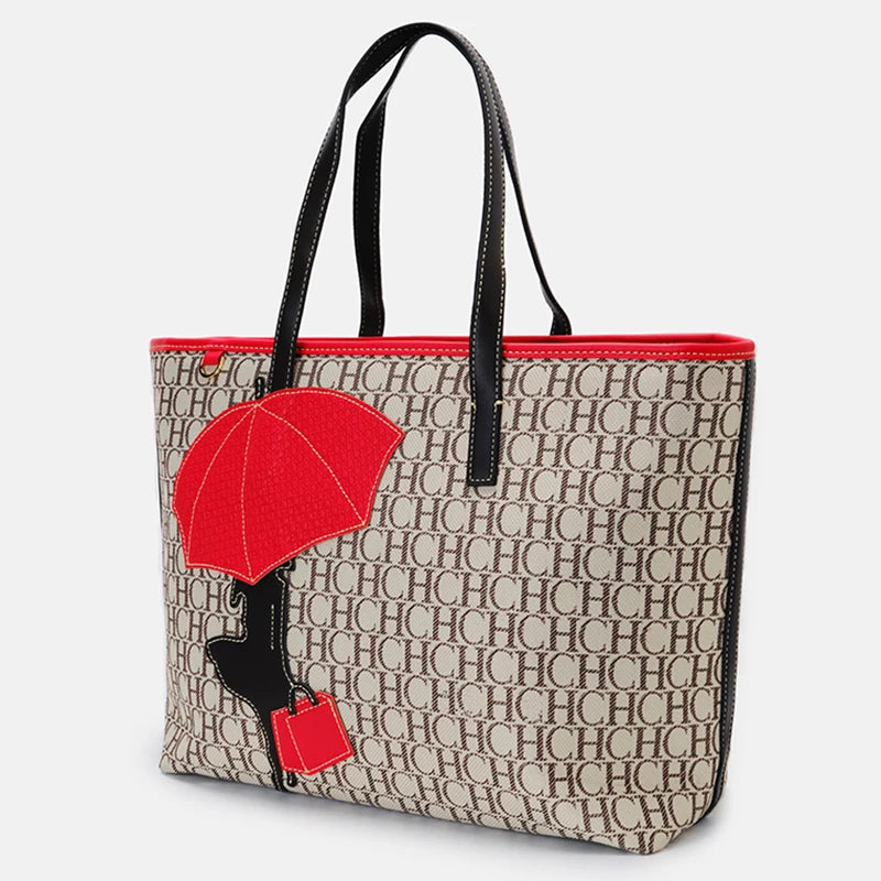CH Knitting Pattern Design High Quality Ladies Handbag Letter Zipper Brand Fashion Elegant Large Capacity Ladies Shoulder Bag