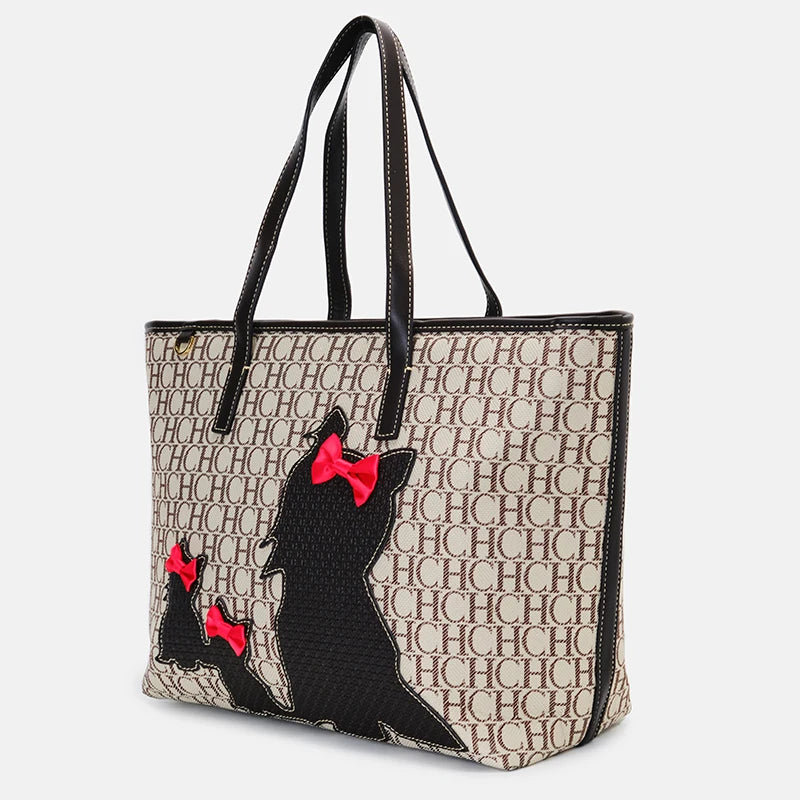 CH Knitting Pattern Design High Quality Ladies Handbag Letter Zipper Brand Fashion Elegant Large Capacity Ladies Shoulder Bag