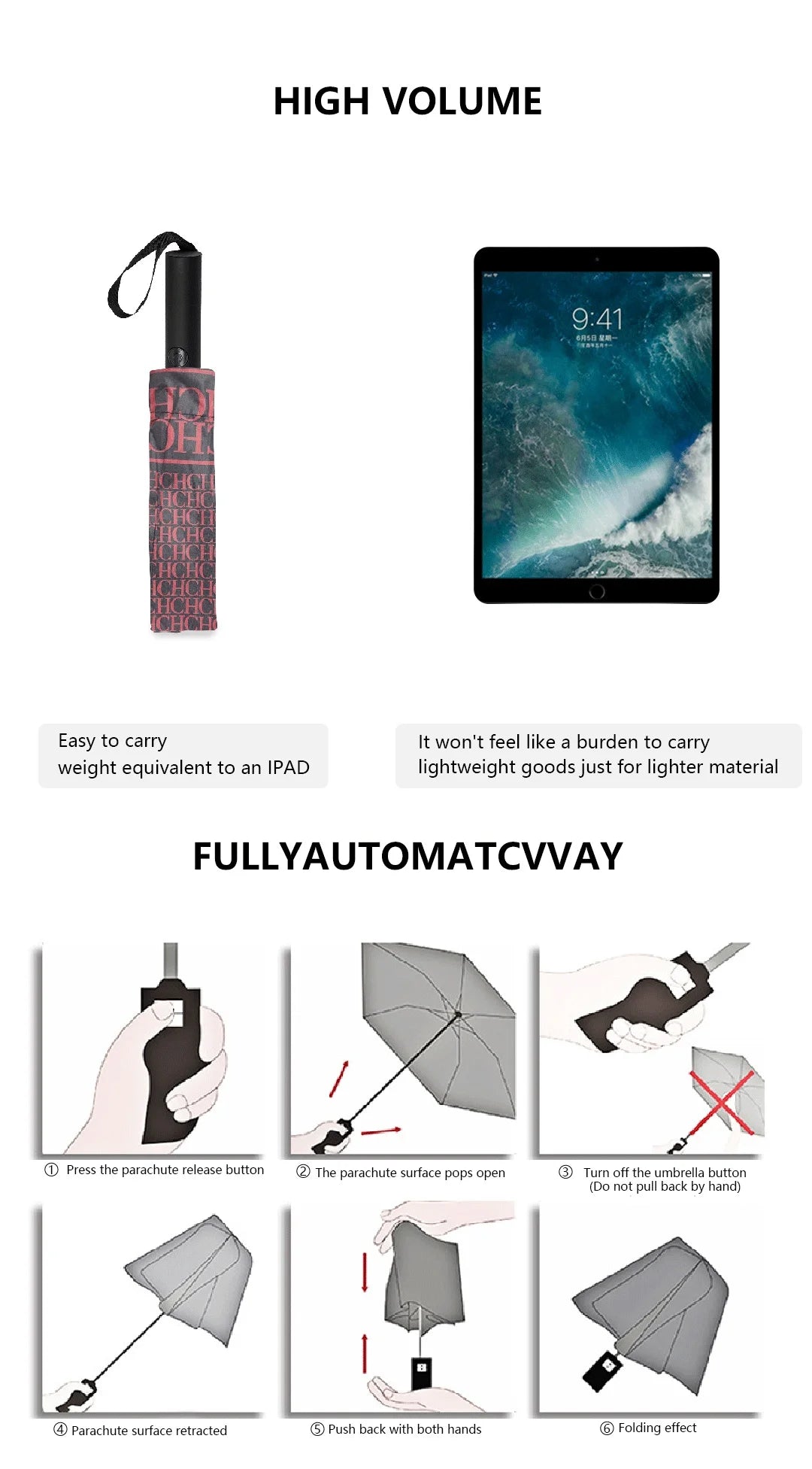 CH Multifunctional Umbrella Rain Shade High Quality Automatic Umbrella Durable and Practical Outdoor Shade Convenient