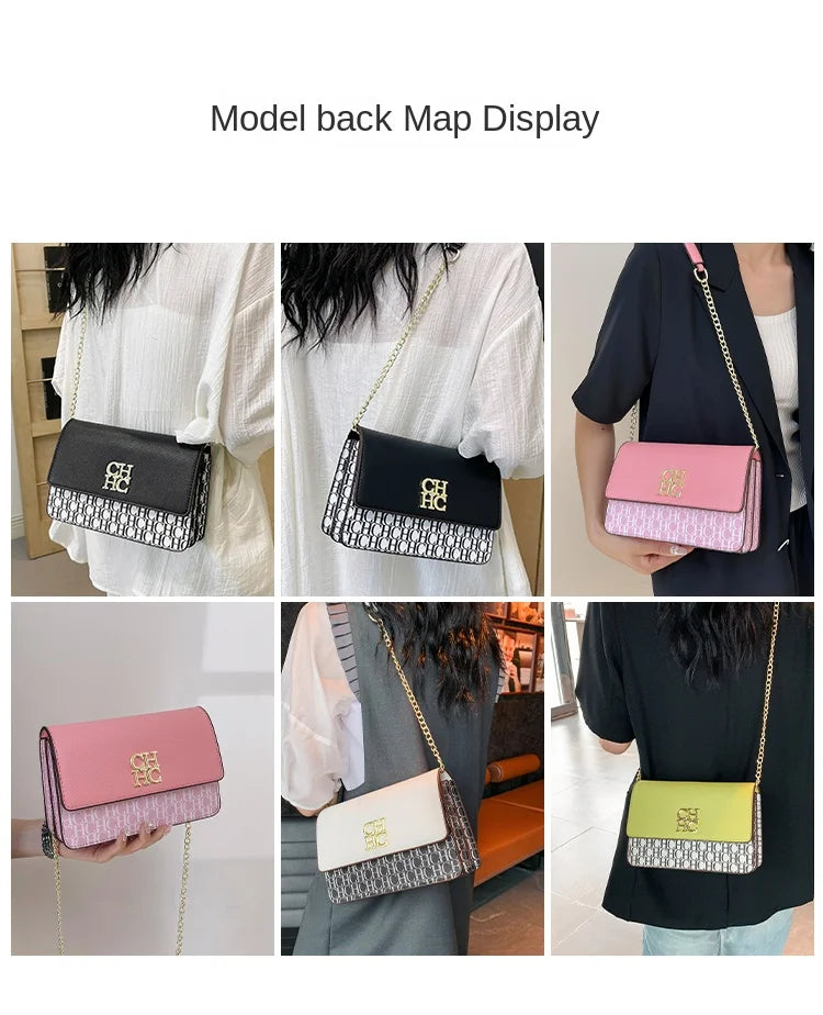 CH Classic Women's Multicolor Embossed Tote Bag Crossbody Bag Fashion Luxury Brand Women's Shoulder Bag in Solid Color Design