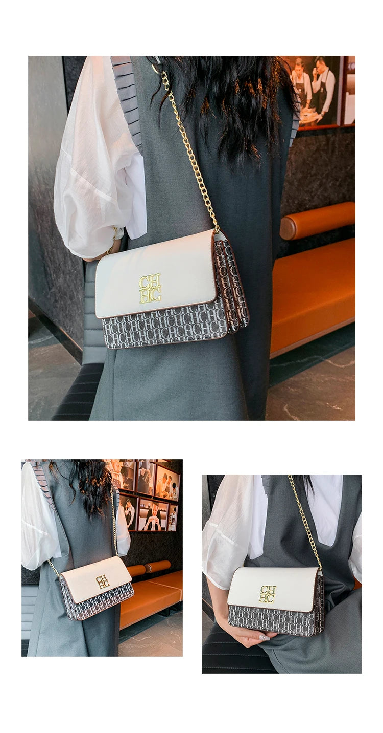 CH Classic Women's Multicolor Embossed Tote Bag Crossbody Bag Fashion Luxury Brand Women's Shoulder Bag in Solid Color Design