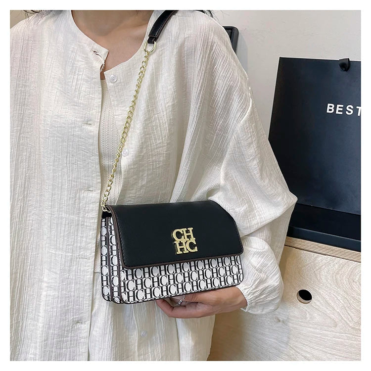 CH Classic Women's Multicolor Embossed Tote Bag Crossbody Bag Fashion Luxury Brand Women's Shoulder Bag in Solid Color Design
