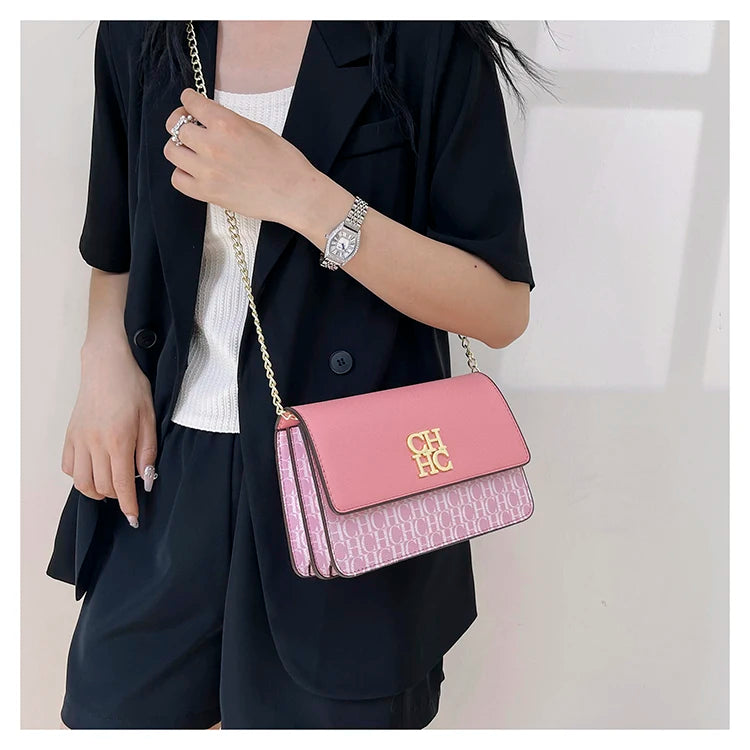 CH Classic Women's Multicolor Embossed Tote Bag Crossbody Bag Fashion Luxury Brand Women's Shoulder Bag in Solid Color Design