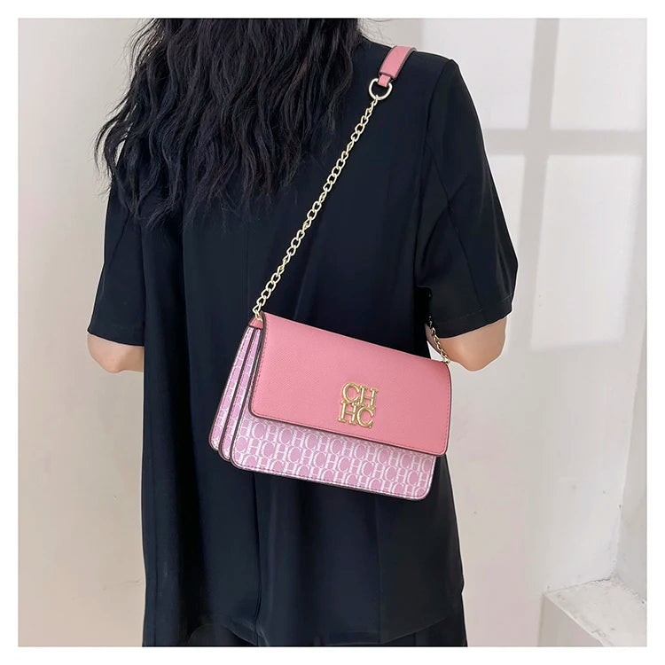 CH Classic Women's Multicolor Embossed Tote Bag Crossbody Bag Fashion Luxury Brand Women's Shoulder Bag in Solid Color Design