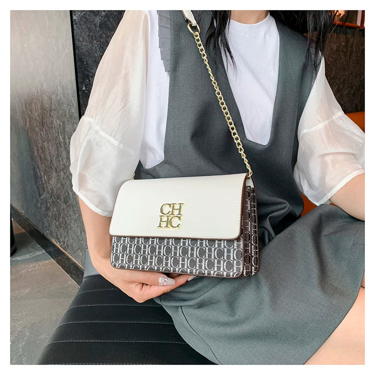 CH Classic Women's Multicolor Embossed Tote Bag Crossbody Bag Fashion Luxury Brand Women's Shoulder Bag in Solid Color Design