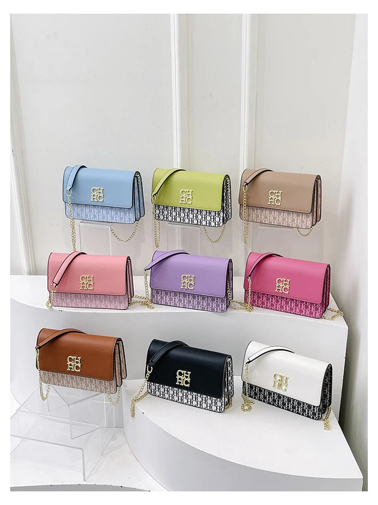 CH Classic Women's Multicolor Embossed Tote Bag Crossbody Bag Fashion Luxury Brand Women's Shoulder Bag in Solid Color Design