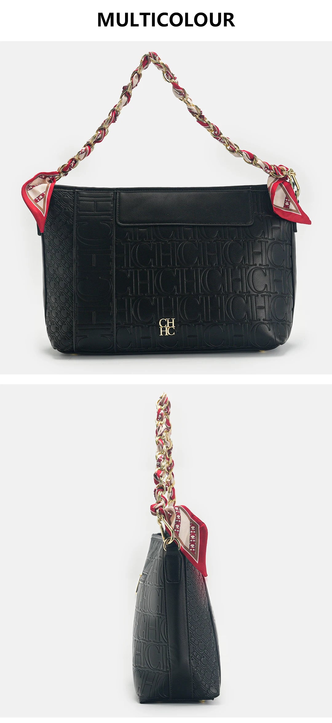 CH Fashion Chain Colour-Block Letter Print Wrap Silk Silk Scarf Tote Bag 2025 New Classic Square Shoulder Bag