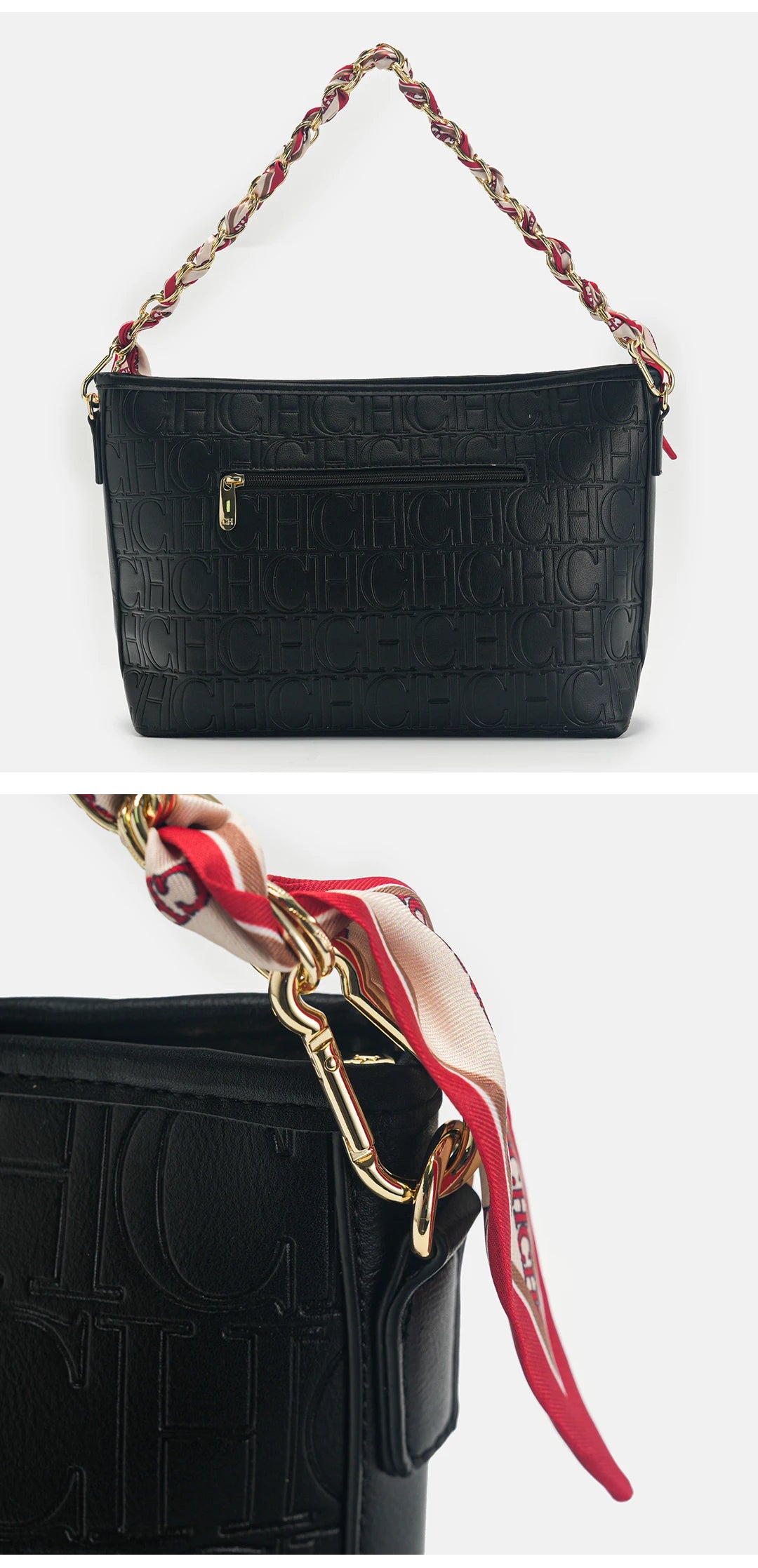 CH Fashion Chain Colour-Block Letter Print Wrap Silk Silk Scarf Tote Bag 2025 New Classic Square Shoulder Bag