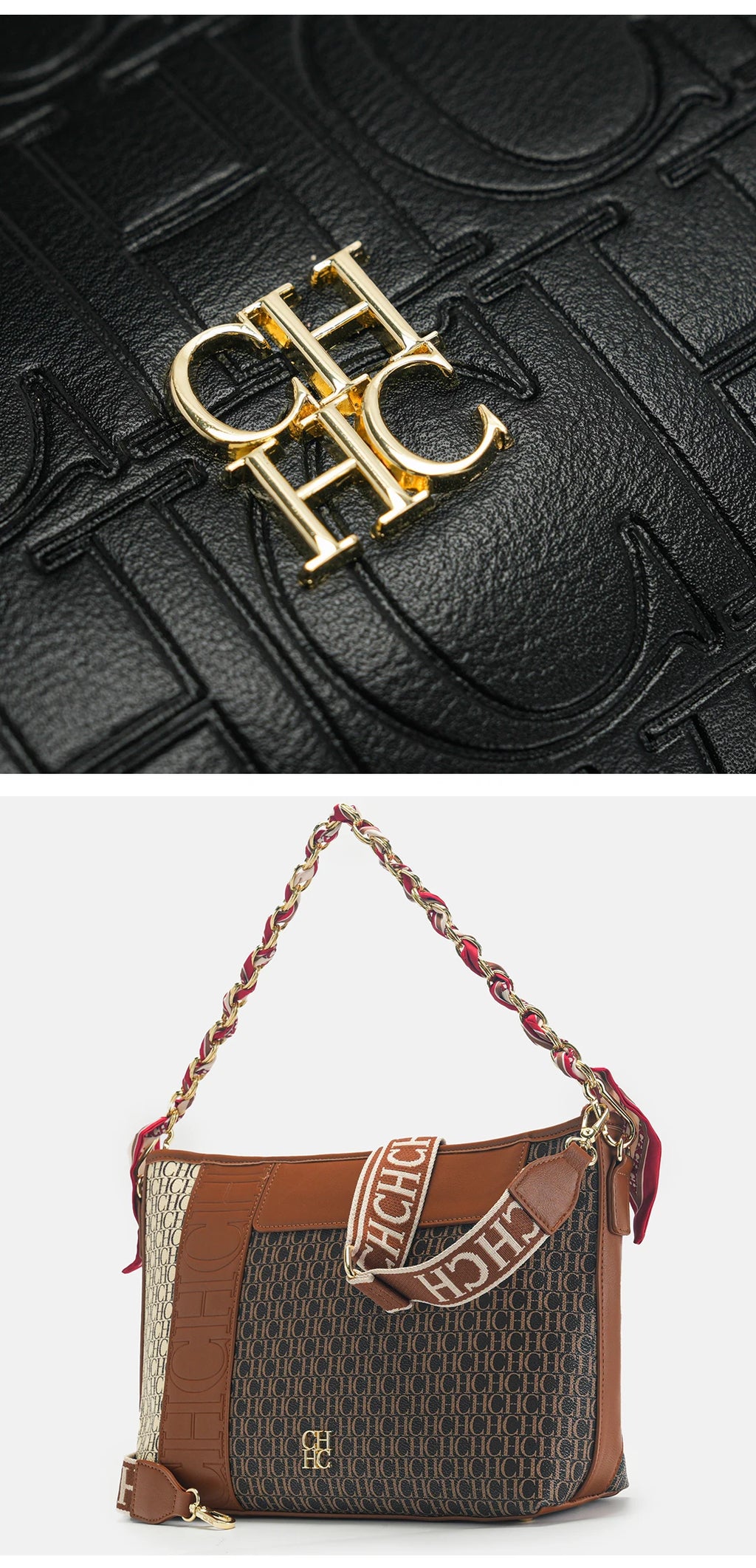 CH Fashion Chain Colour-Block Letter Print Wrap Silk Silk Scarf Tote Bag 2025 New Classic Square Shoulder Bag