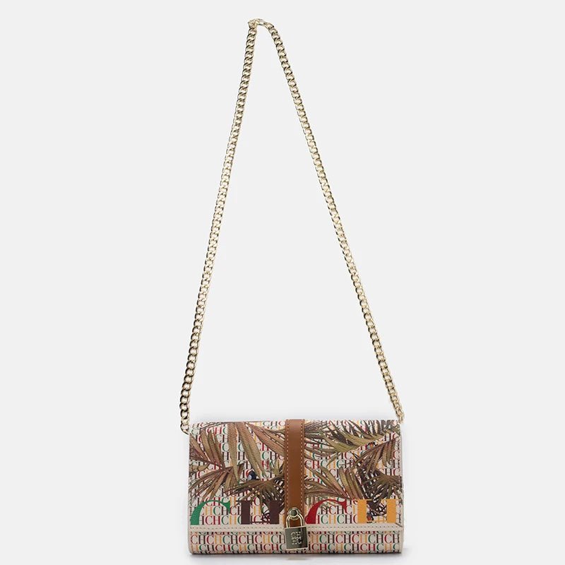 CH Exquisite Fashion Wallet Bag Printed Lock Design High Quality PU Material 2025 High Quality Women's Designer Shoulder Bag