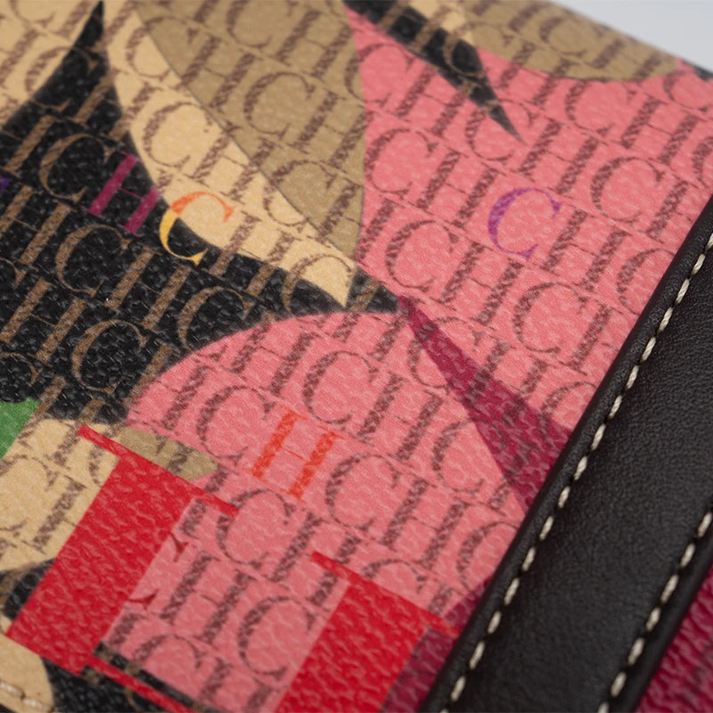 CH Exquisite Fashion Wallet Bag Printed Lock Design High Quality PU Material 2025 High Quality Women's Designer Shoulder Bag