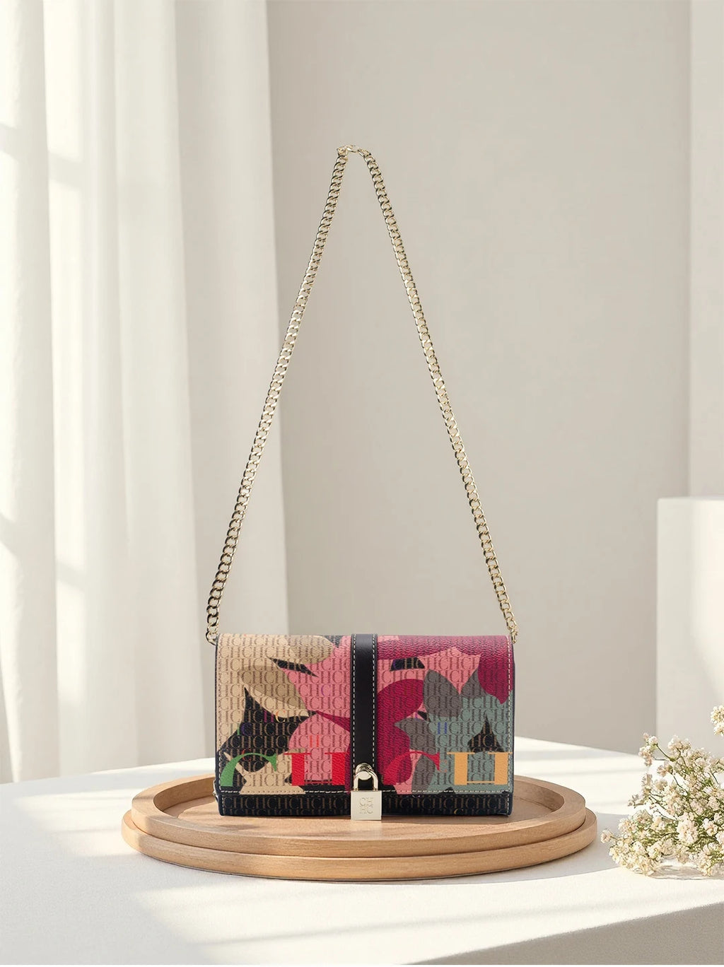 CH Exquisite Fashion Wallet Bag Printed Lock Design High Quality PU Material 2025 High Quality Women's Designer Shoulder Bag