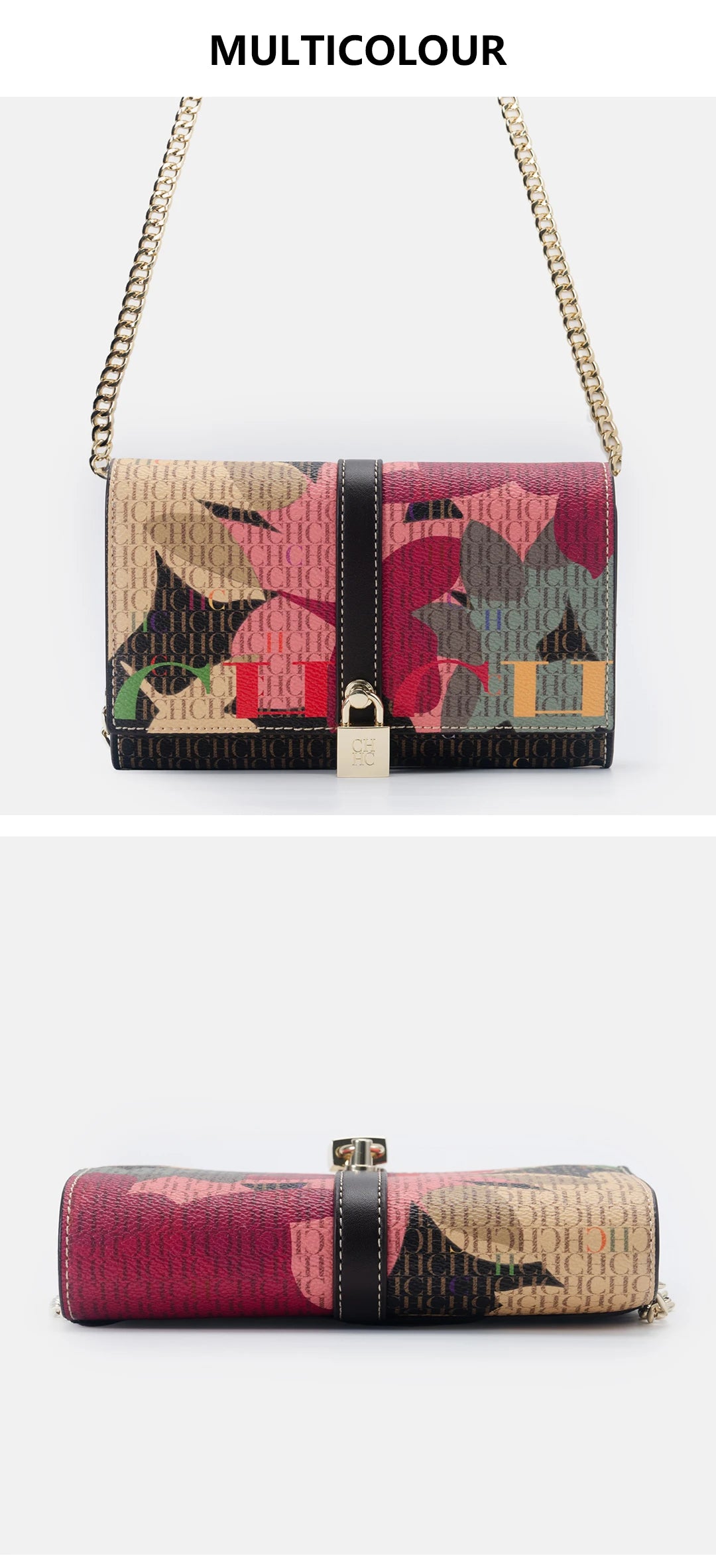 CH Exquisite Fashion Wallet Bag Printed Lock Design High Quality PU Material 2025 High Quality Women's Designer Shoulder Bag